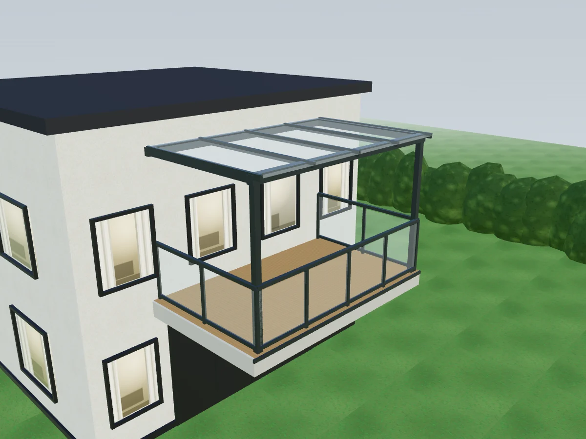Balkonüberdachung – Rendering aus dem Konfigurator