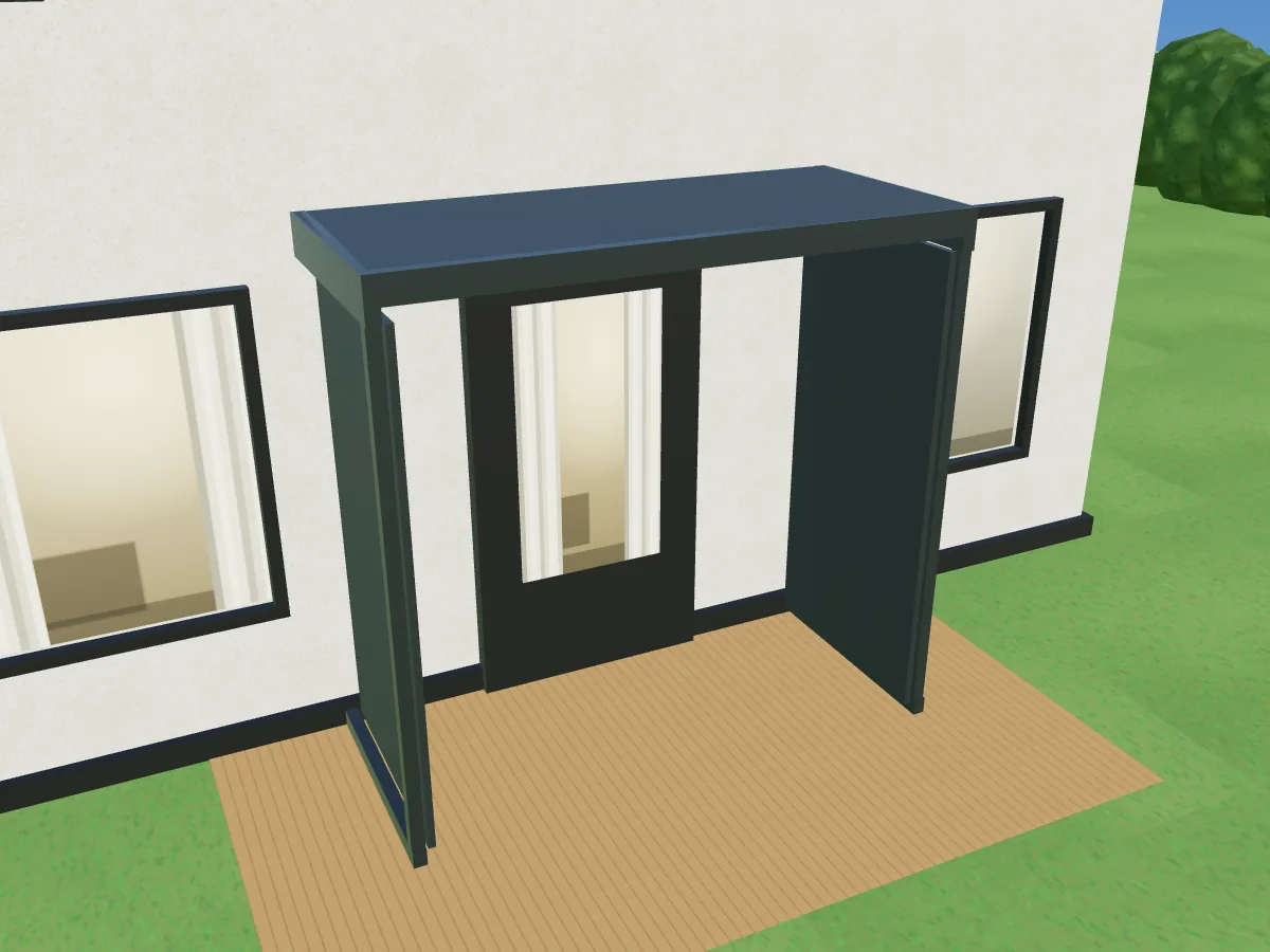 Vordach mit Seitenteil – Rendering aus dem Konfigurator
