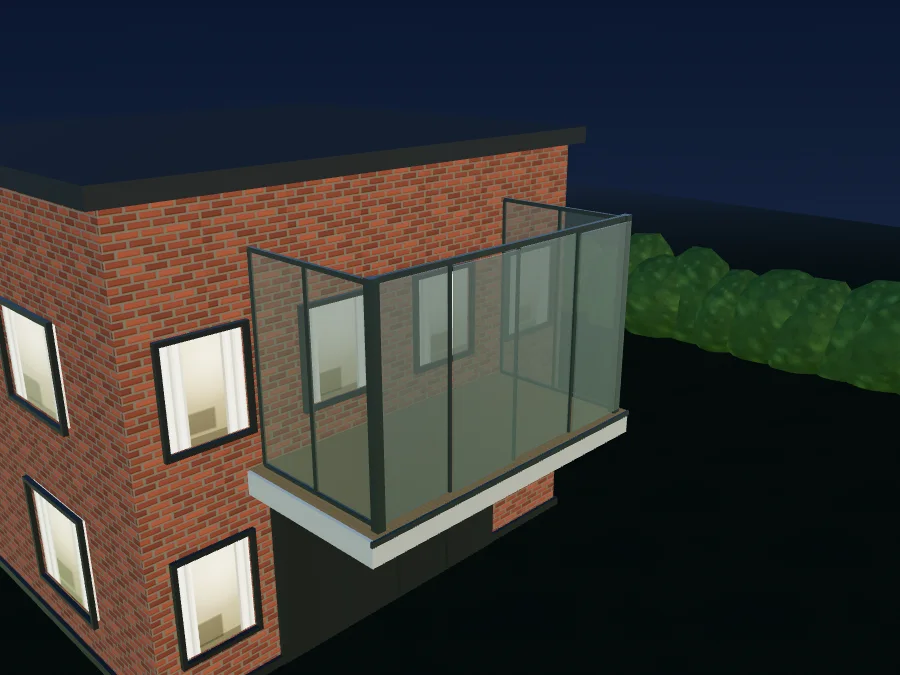 Balkonverglasung, Variante: Abends