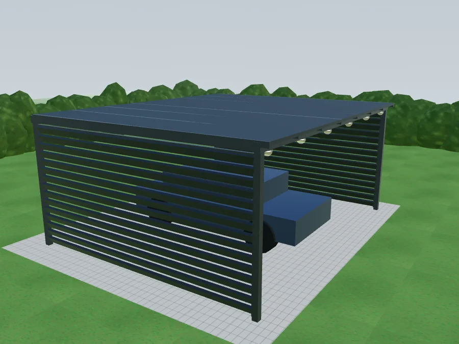Carport, Variante: Mit Lamellenwand