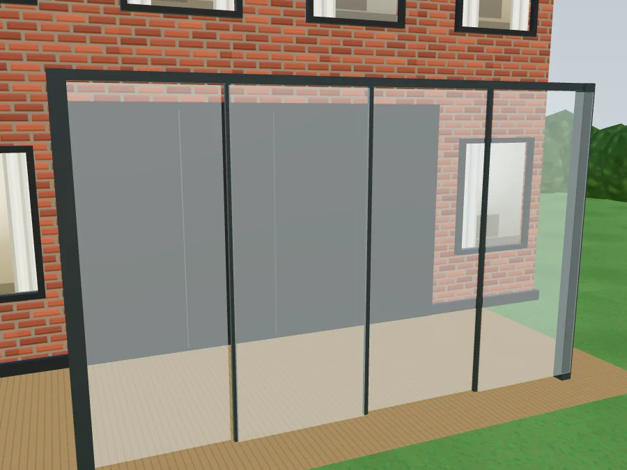 Glasschiebesystem, Variante: Aus der Nähe