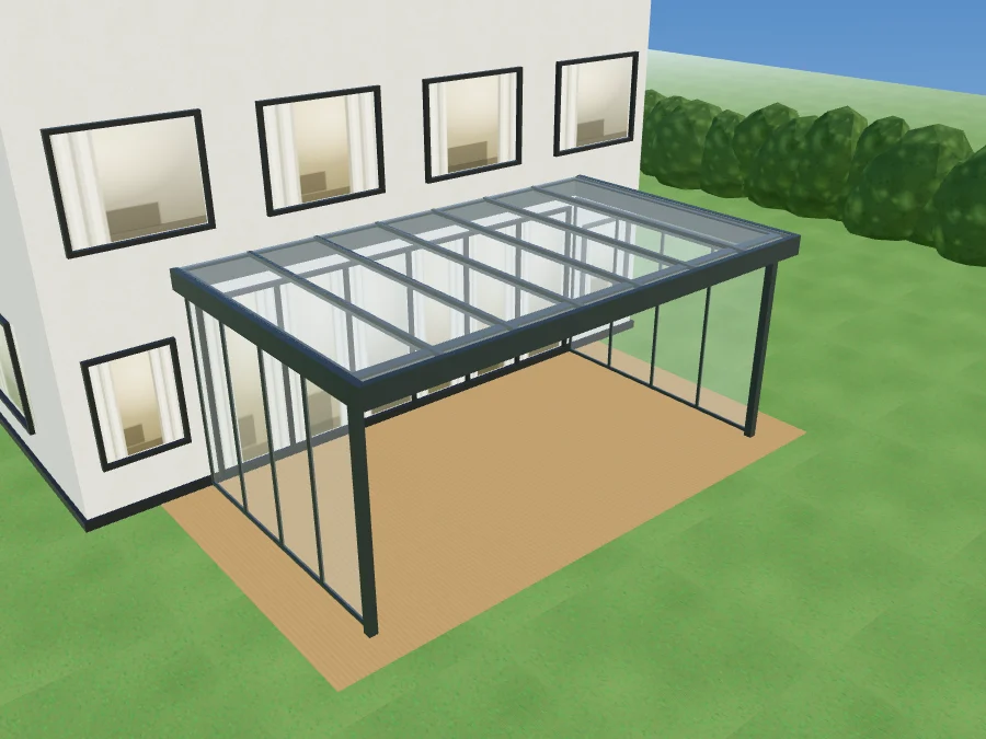 Terrassendach Sky View, Variante: Mit Seitenverglasung